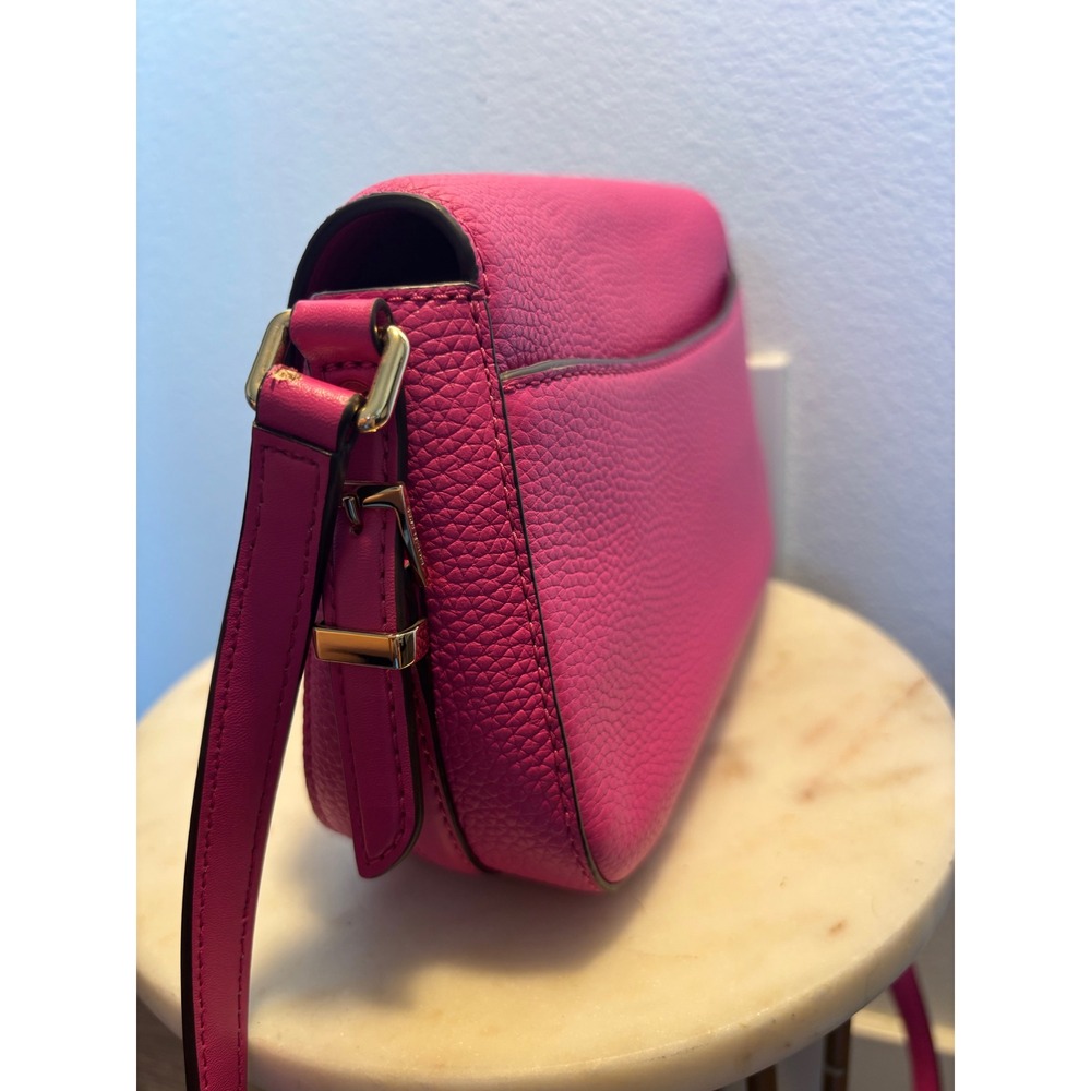 Michael Kors Pink Pebbled Leather Flap Crossbody Bag Gold Hardware - Picture 3 of 9